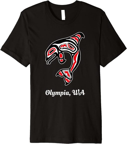 Native American Olympia WA Red Orca Killer Whale Premium T-Shirt