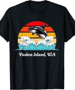 Vintage Vashon Island WA Distressed Orca Killer Whale Art T-Shirt